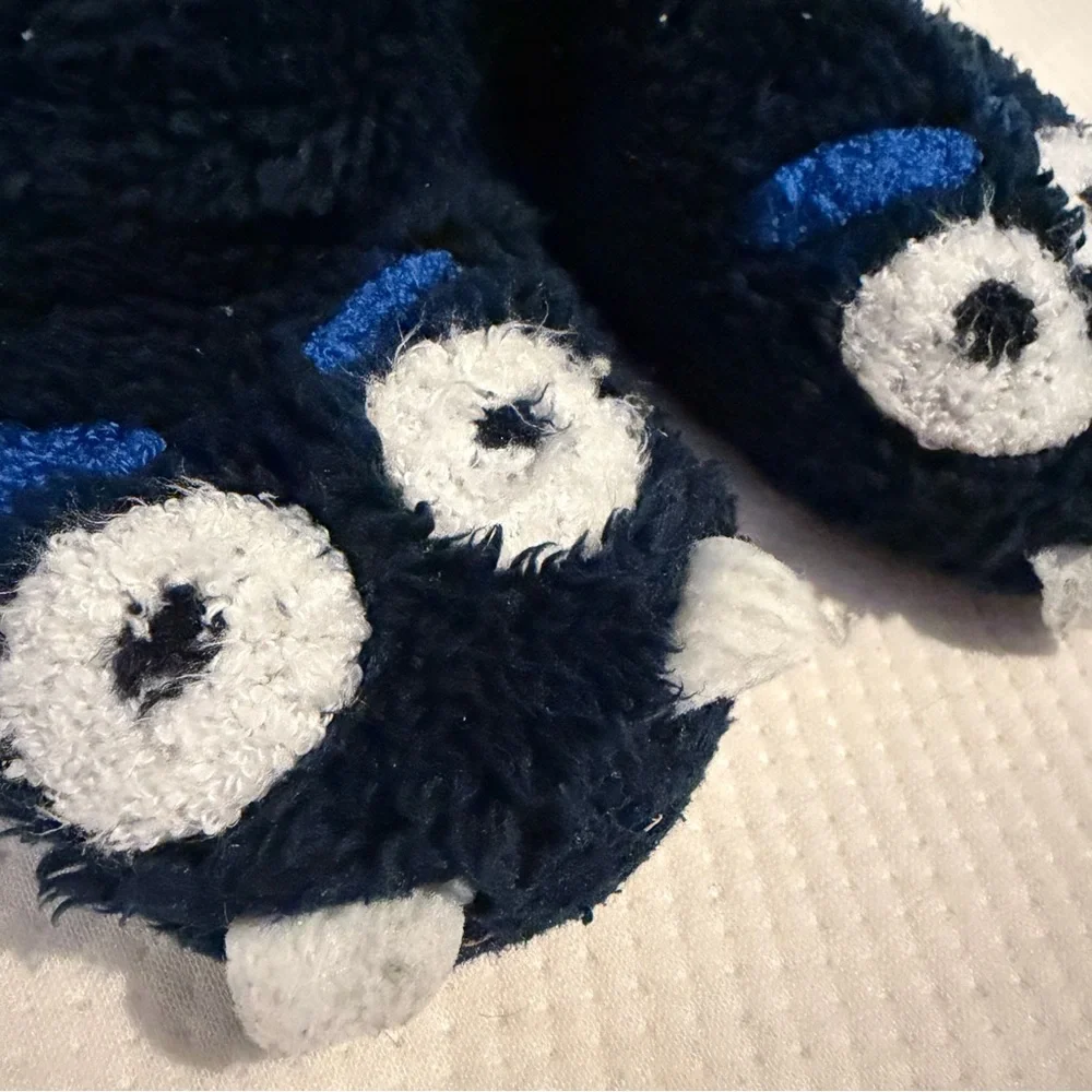 Mini Boden Navy Monster Kids Slippers Size 8